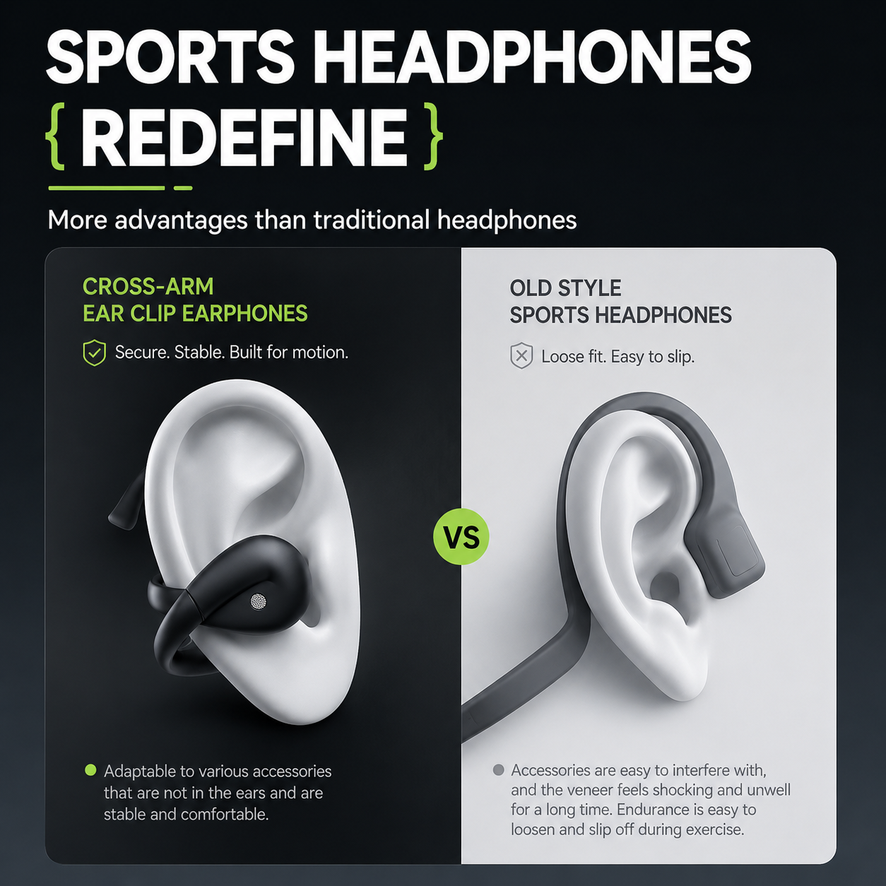 Earphone Sport Hook - Acer OHR555 Unique Cross Arm Open